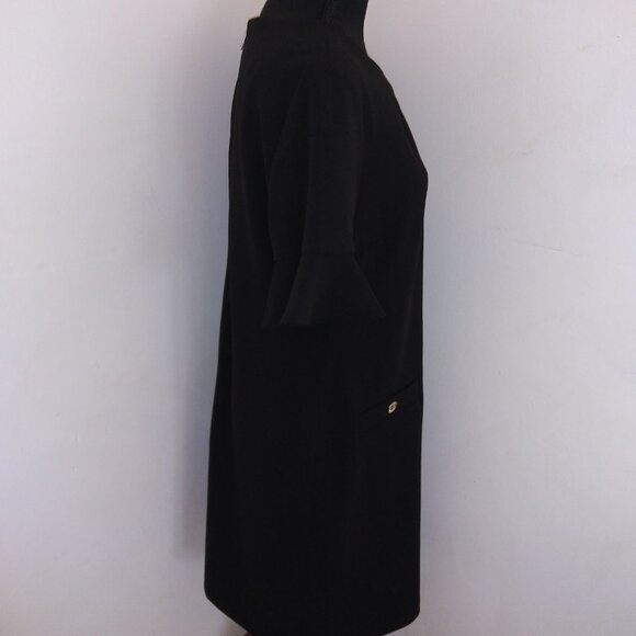 Tommy Hilfiger Black Flutter Sleeve Patch Pocket Shift Dress Size 12 - Picture 6 of 9